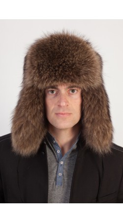 Natural raccoon fur hat - Russian style